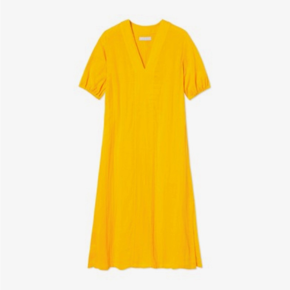 LAKE Gauze Caftan Yellow V-Neck Dress